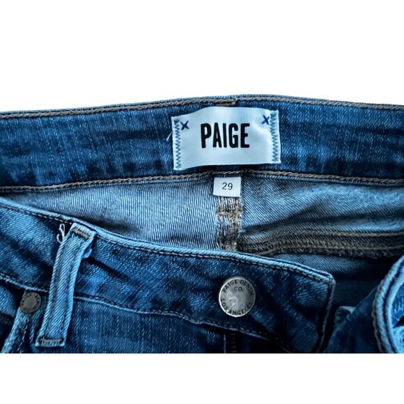 Paige Verdugo Crop Jeans Womens 29 Distressed Denim Mid-Rise Skinny Fit Raw Hem - Picture 8 of 9